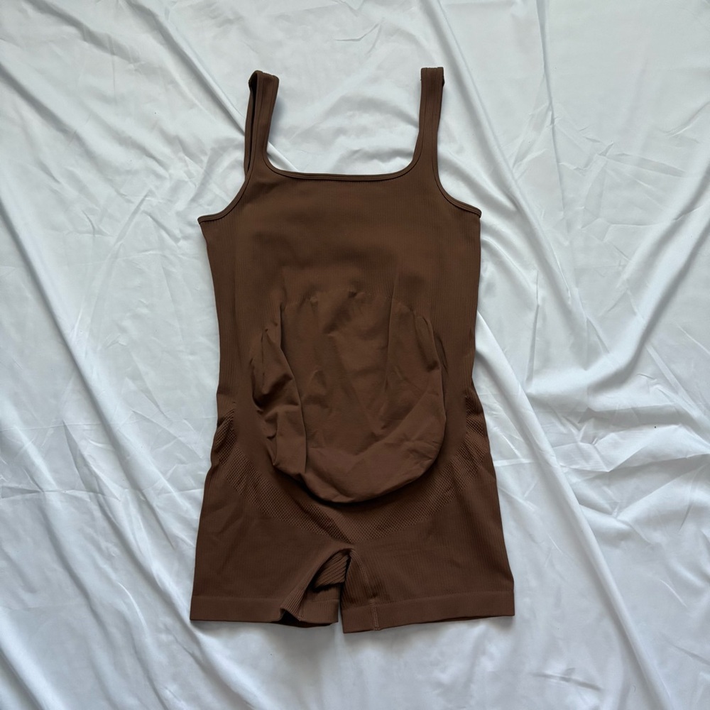Brown Sleeveless Maternity Bodysuit